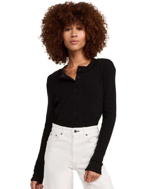 ASKK NY Black Snap Henley Top