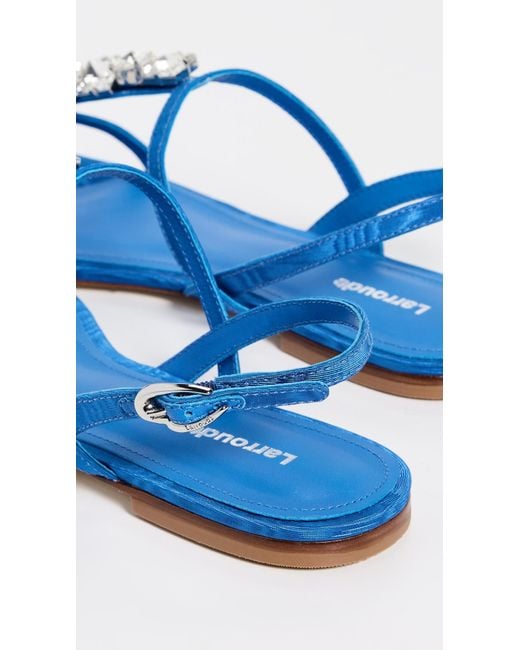 Larroude Blue Calypso Flat Sandals