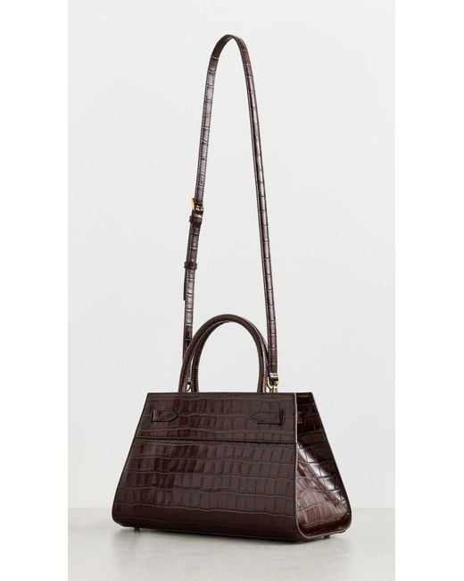 Veronica Beard Brown Croc Embossed Dash Bag