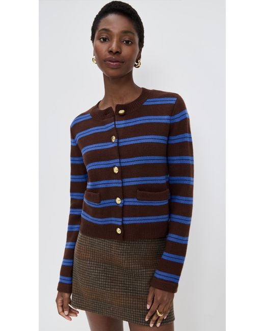 English Factory Blue Striped Button Cardigan