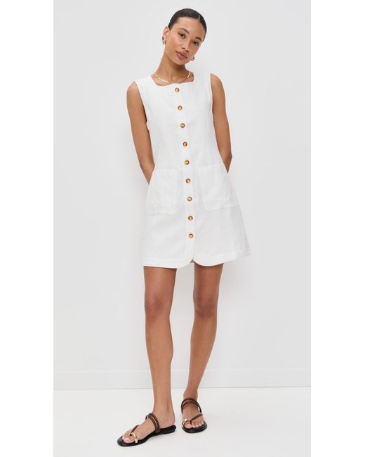 Posse Emma Button Down Mini Dress in White | Lyst