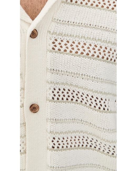 Marine Layer Natural Open Knit Button Down Sweater for men