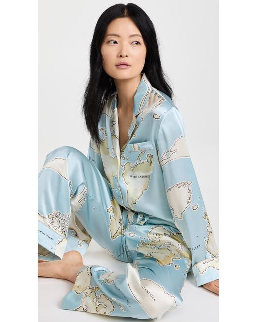 Olivia Von Halle Blue Lila Pajama Set