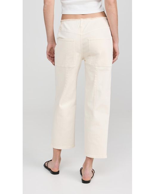 Tibi White Garment Dyed Stretch Twill Cropped Newman Jeans