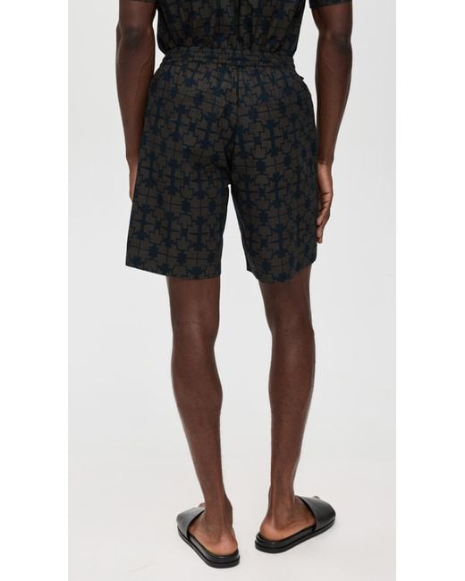 Universal Works Black Printed Simple Shorts for men