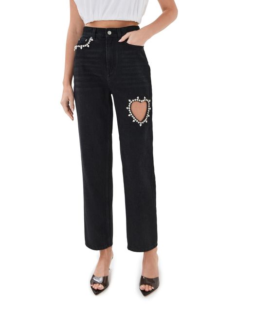 Area Black Crystal Heart Jeans