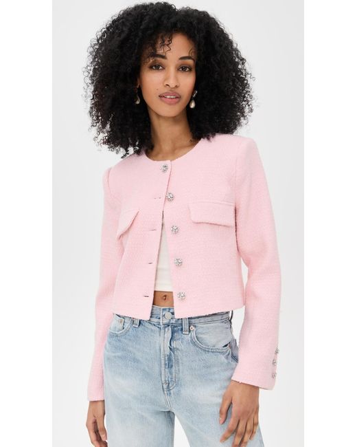 Endless Rose Pink Tweed Buttoned Jacket