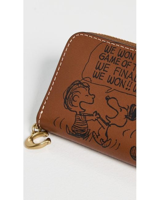 COACH Brown X Peanuts Small Zip Around Card Case