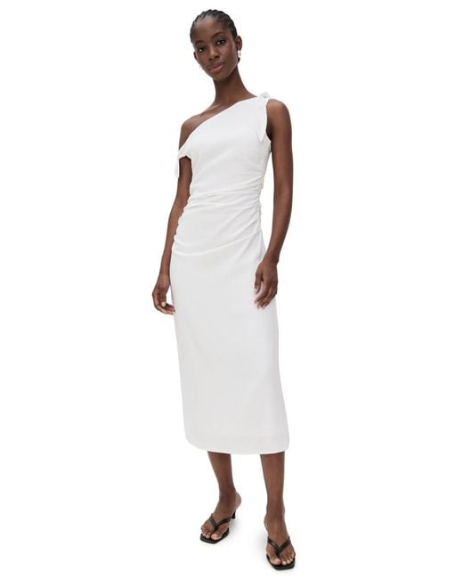 Wayf White Cleo Tie Shoulder Midi Dress
