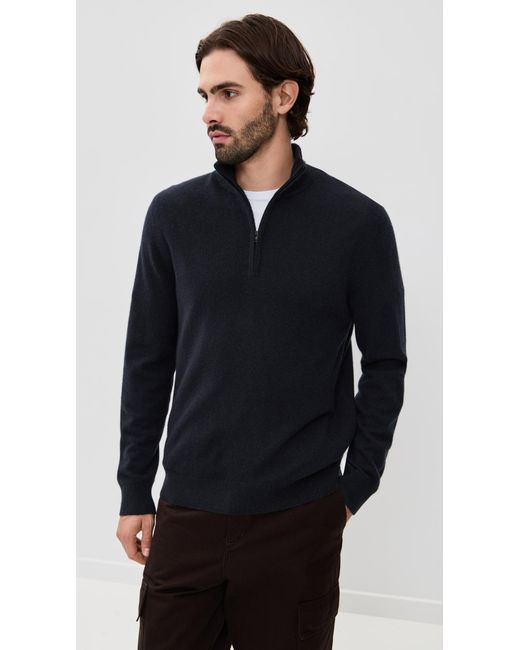 Vince Blue Cashmere Quarter Zip Sweater for men