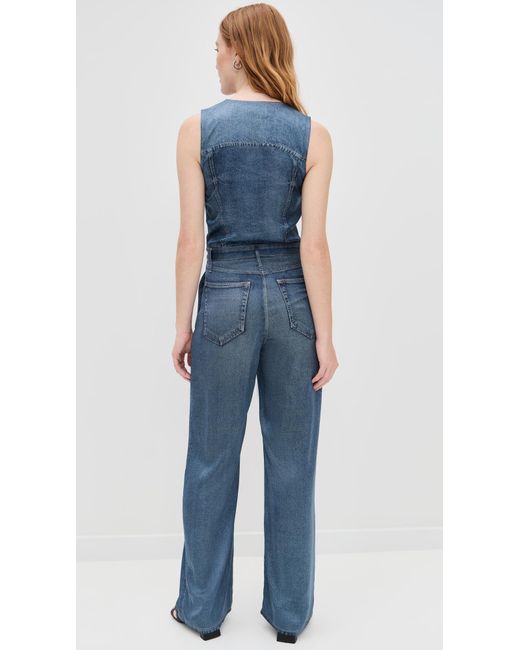 Rag & Bone Blue Miramar Satin Sleeveless Jumpsuit