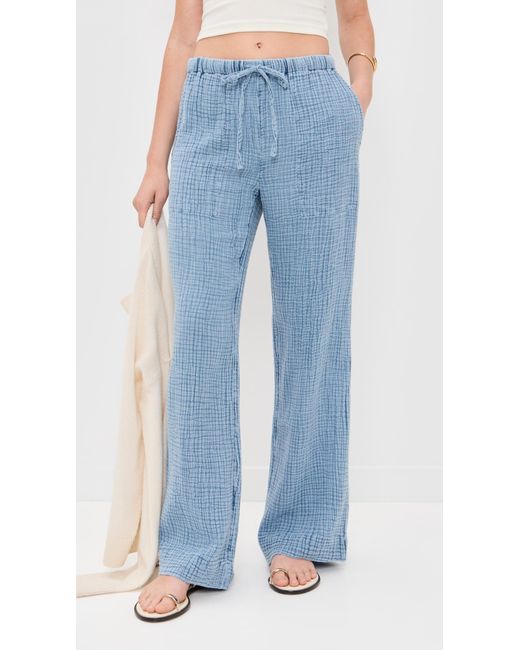 Faherty Brand Blue Dune Cotton Gauze Drawstring Pants