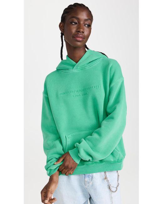 Alexander Wang Cotton Sweatshirt Hoodie With Raised Logo in Green ...