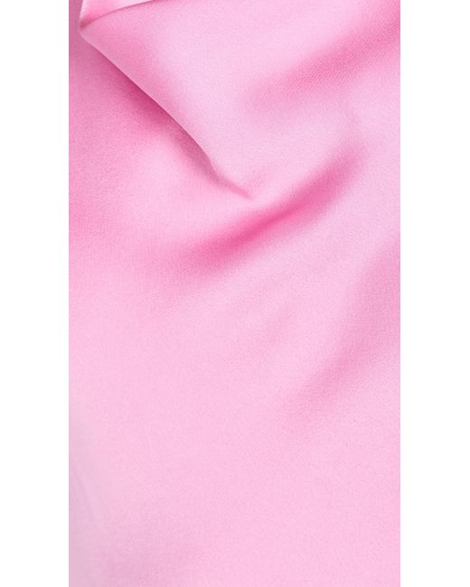 LAPOINTE Pink Doubleface Satin Halter Cowl Neck Gown