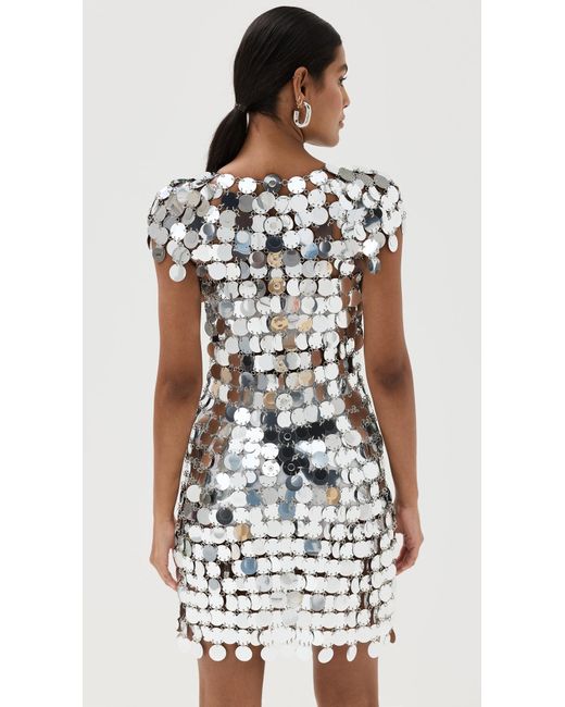 Rabanne White Iconic Sparkle Discs Dress