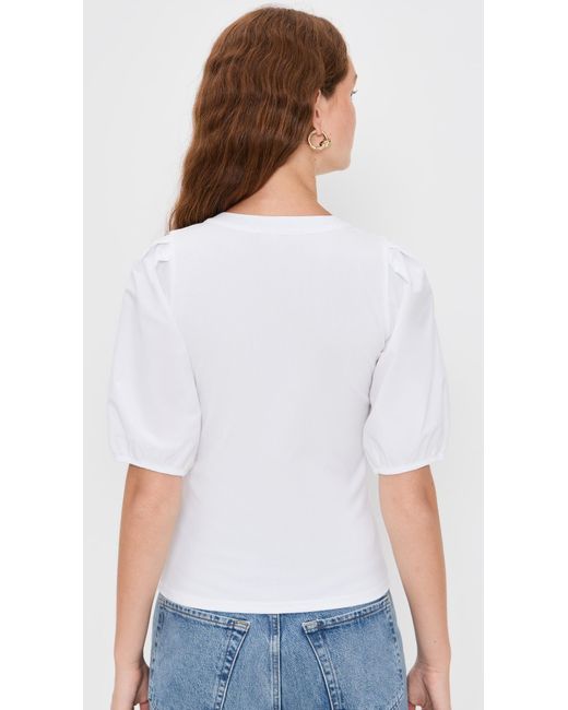 Madewell White Puff Sleeve Knit Top