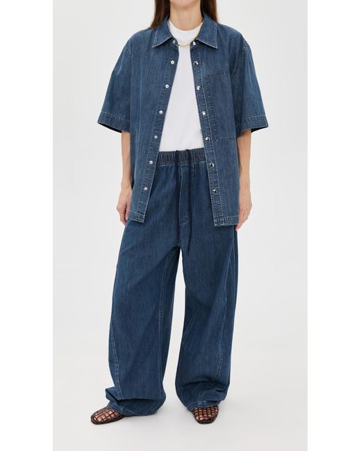 Tibi Blue Summer Denim Classic Wash Winslow Pants Petite