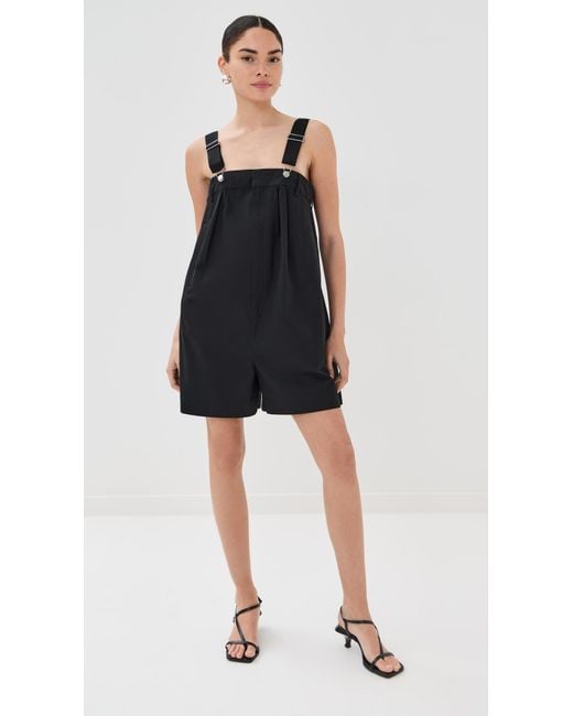 Tibi Black Bio Twill Overall Shorts
