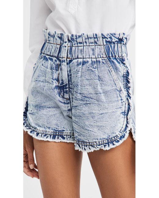 Sea Dax Acid Wash Denim Ruffle Shorts 