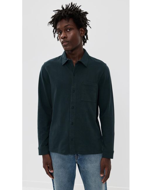 Vince Blue Sueded Jersey Button Down for men