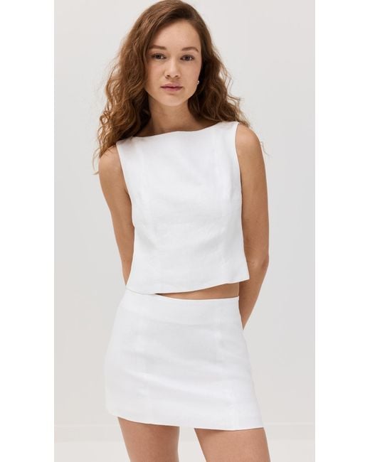 Reformation White Grace Linen Two Piece Dress