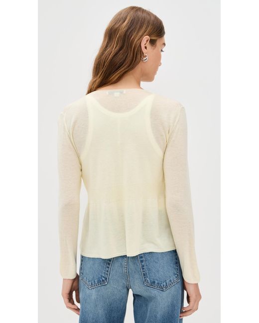 Vince White Ribbed Waist Single Button Cardigan