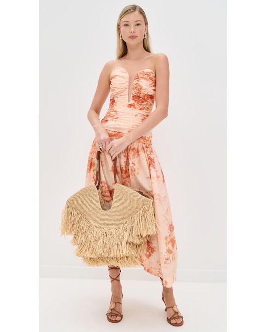 Zimmermann Multicolor Cascadian Strapless Midi Dress