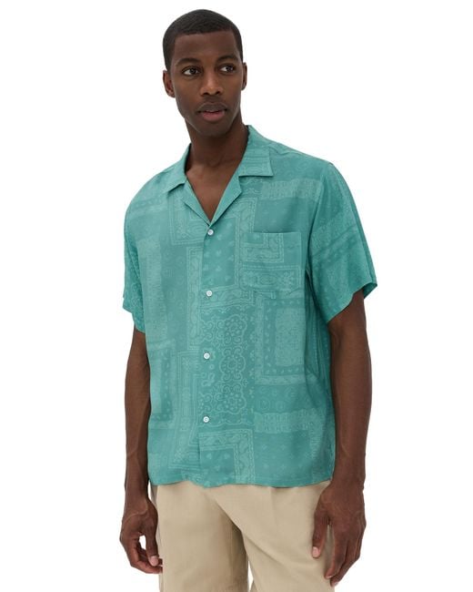 Bather Green Tonal Bandana Camp Shirt for men