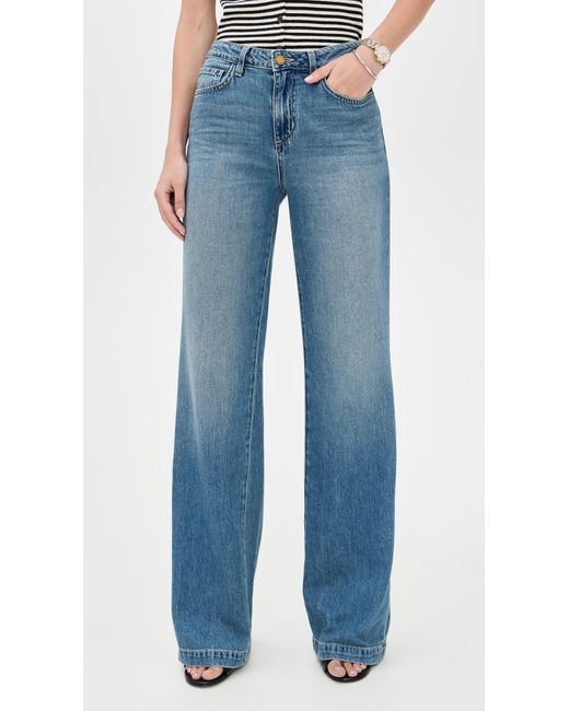 L'Agence Blue Scottie Wide Leg Jeans