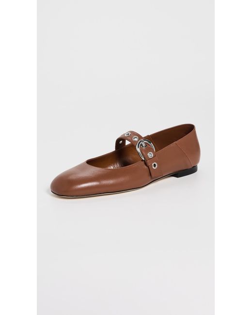 Stuart Weitzman Brown Supermoto Mary Jane Flats