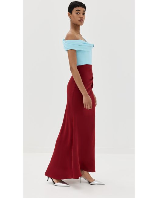Rosie Assoulin Red Twisted Shoulder Dress