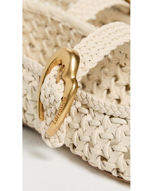 Larroude White Verona Macrame Flats