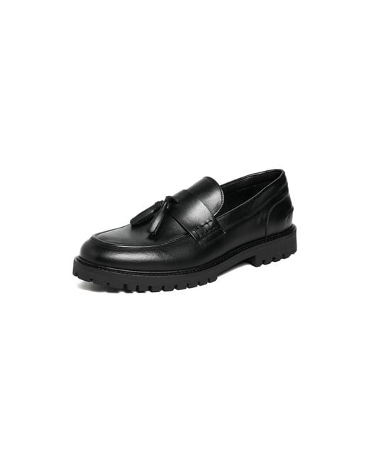 Les Deux Black Thatcher Leather Tassel Loafers for men
