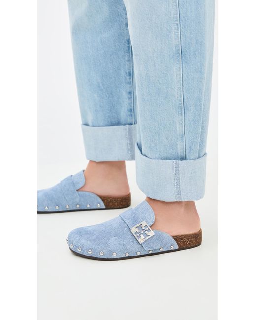 Tory Burch Blue Mellow Stud Mules
