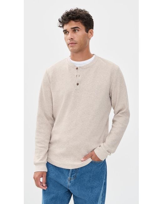 Marine Layer Natural Waffle Henley for men