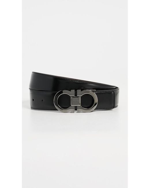 Ferragamo Black Gancini Buckle Reversible Belt for men