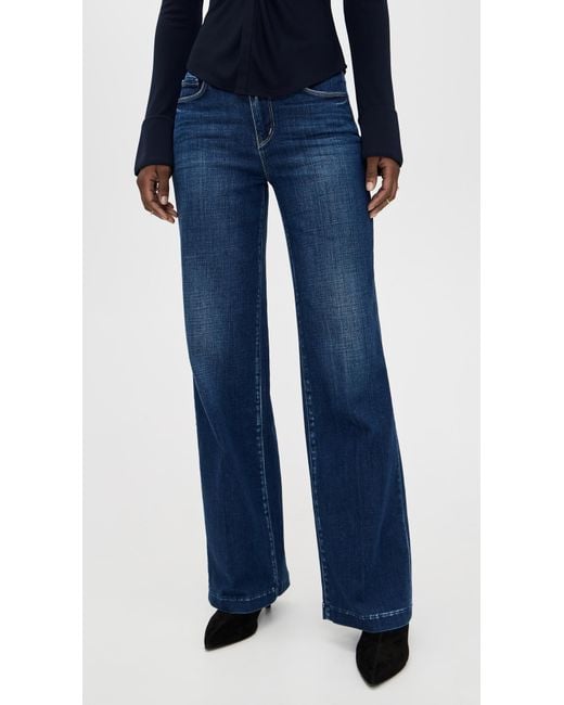 L'Agence Blue Scottie High Rise Wide Leg Jeans