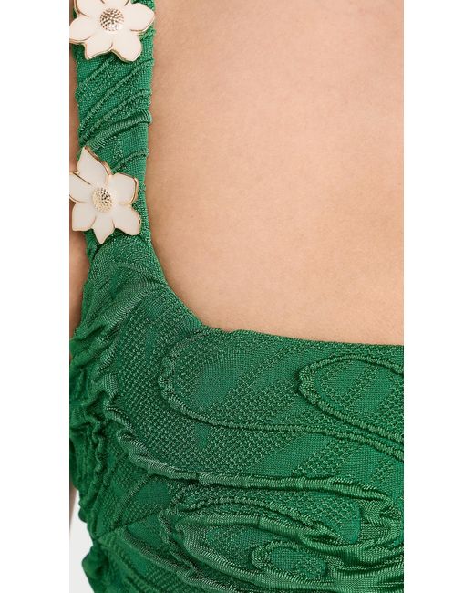 PATBO Green Jacquard Quare Neck Bikini Top Eerald
