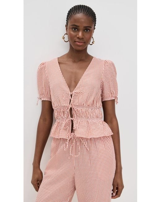 Wayf Pink Nina Tie Front Top