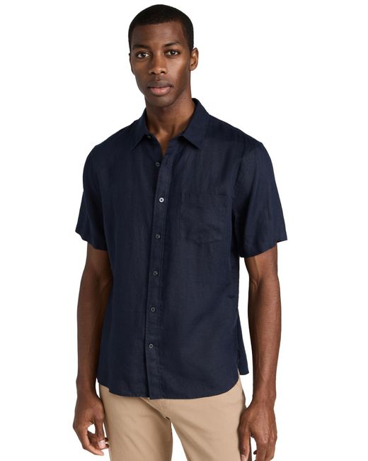 Vince Blue Linen Short Sleeve Shirt for men