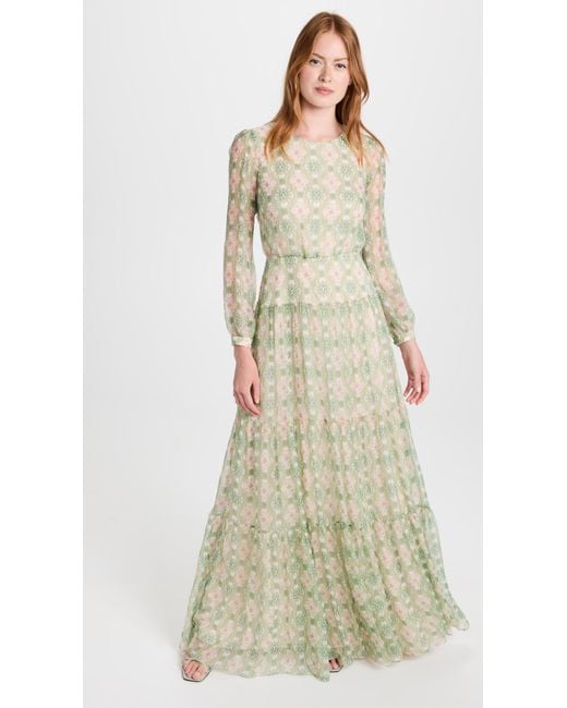 Saloni Silk Isabel Long Dress Lyst