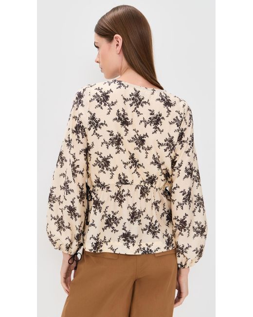 Sea Natural Joan Print Tie Front Top