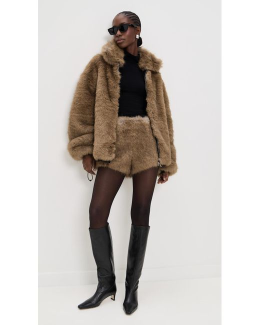 MSGM Brown Faux Fur Jacket