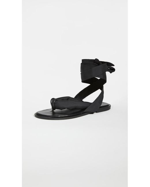 Ganni Puffy Wrap Sandals in Black | Lyst