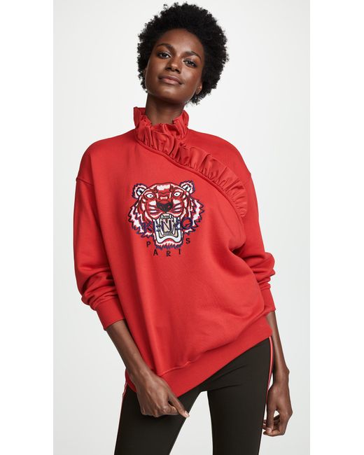 KENZO Red Tiger Ruffle Sweatshirt