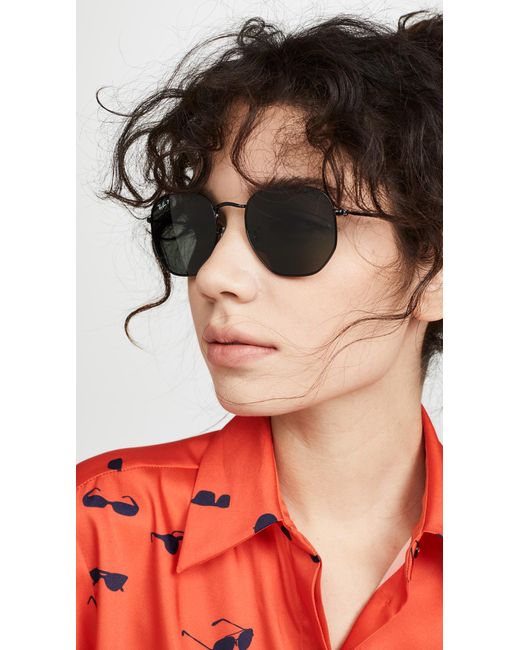 Ray-Ban Rb3548n Polarized Hexagonal Sunglasses in Gray | Lyst