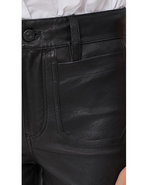 FRAME Black Leather Le Slim Palazzo Modernist Pocket Pants