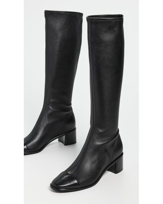 Tory Burch Black Cap Toe Knee High Boots