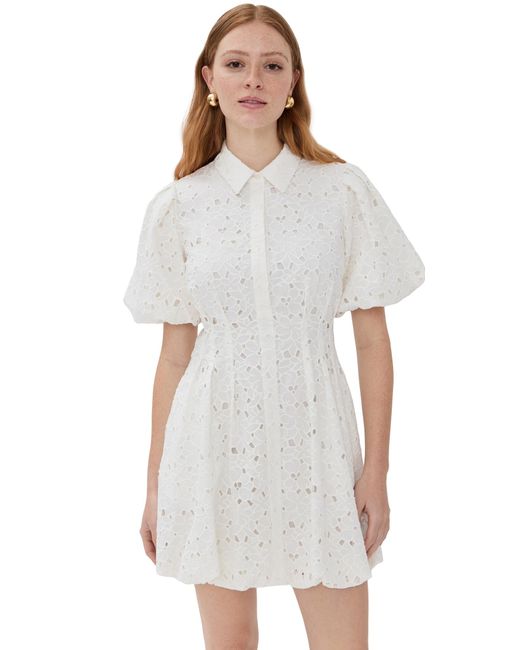 Jonathan Simkhai White Cleo Balloon Pintuck Mini Dress