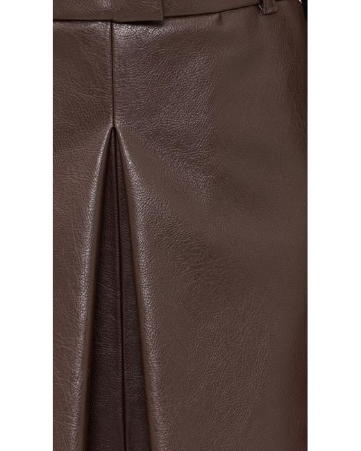 MSGM Black Leather Midi Skirt